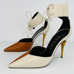 GUCCI Priscilla Nappa Charlotte Ankle Cuff Heel 715146 Pumps Size EU 37.5